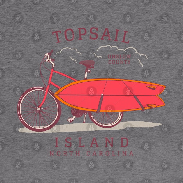 Topsail Island, NC Summer Vacation Bike and Surfboard by Contentarama